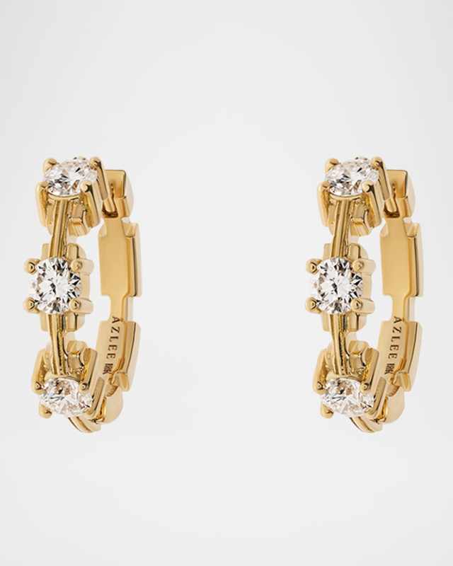 18K Pirouette Diamond Medium Hoop Earrings